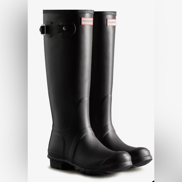 Hunter Boots + Socks -Original Tall- Black (Socks Sz Medium) Excellent Condition - Picture 1 of 11